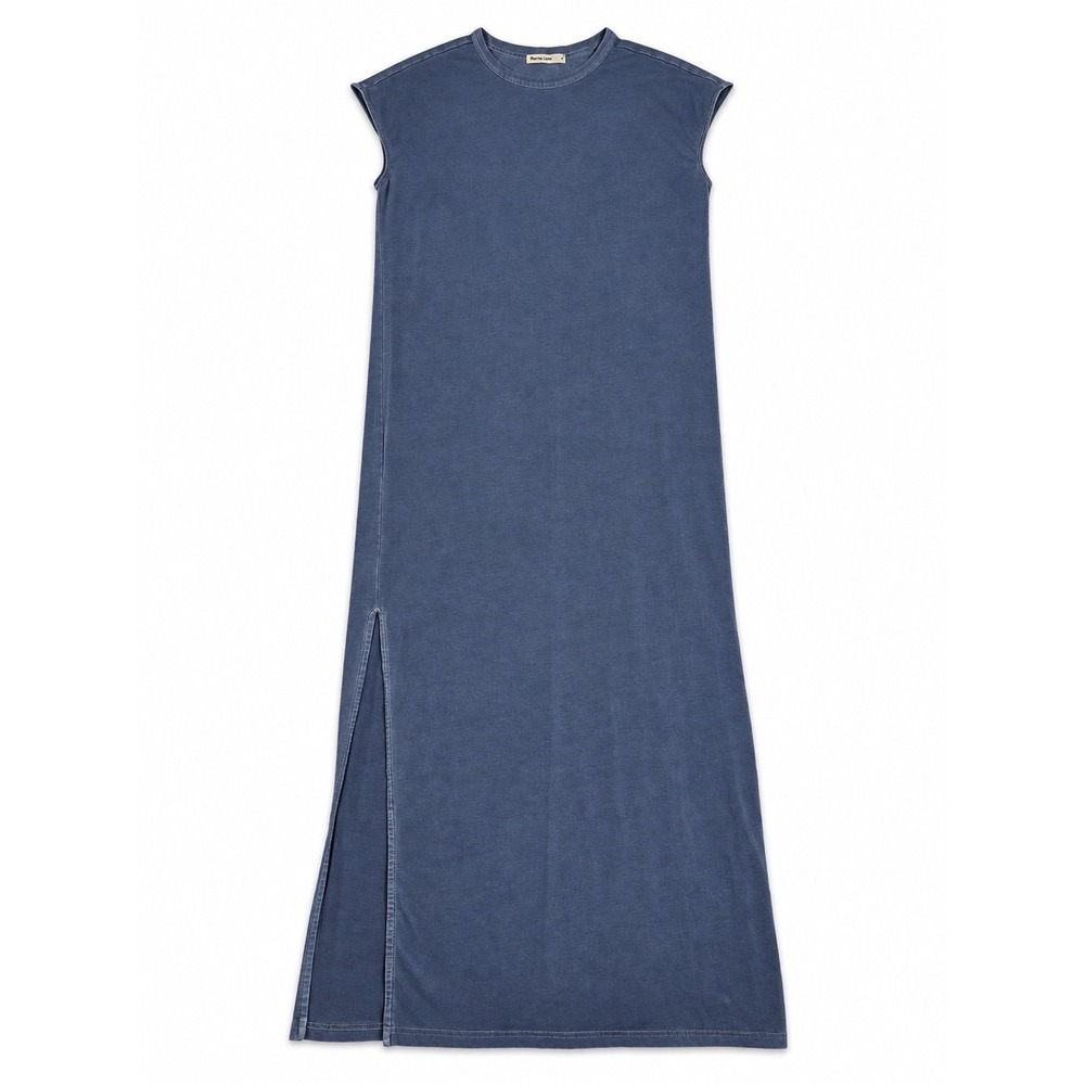 Marine Layer Womens Blue Organic Cotton Modal Slit Maxi Coastal Dress Size S